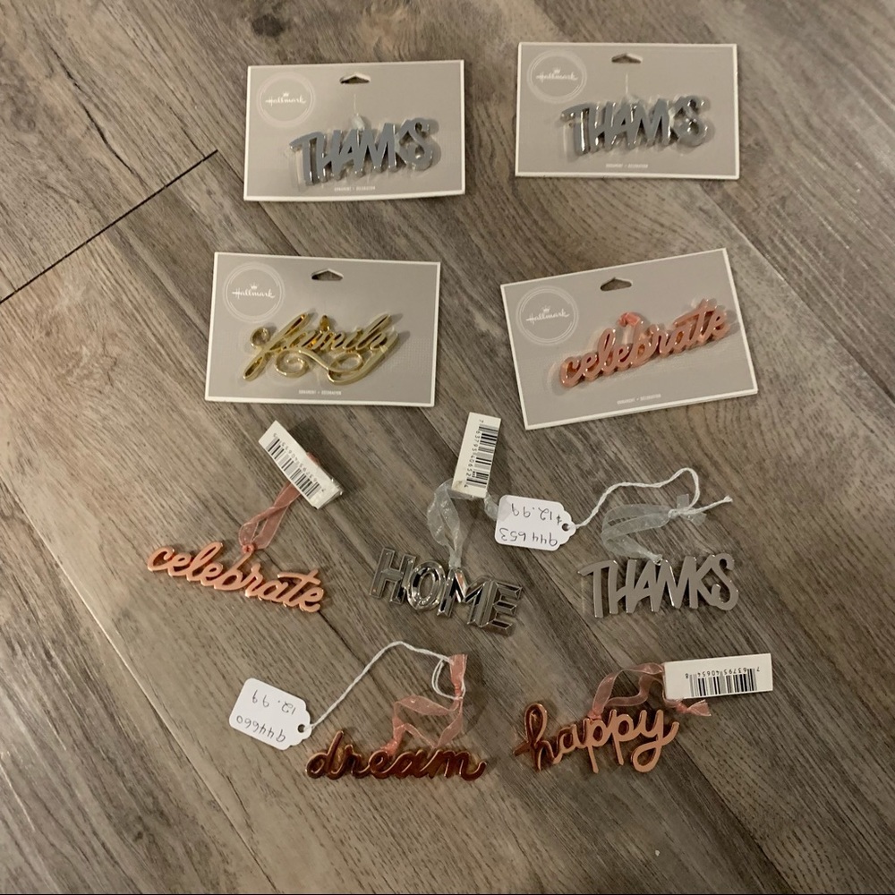 9 Hallmark Hanging Message Ornaments Inspiration rose silver gold Celebration